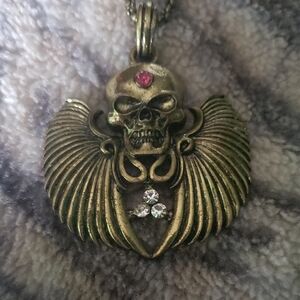 Gold Skull Pendant Necklace